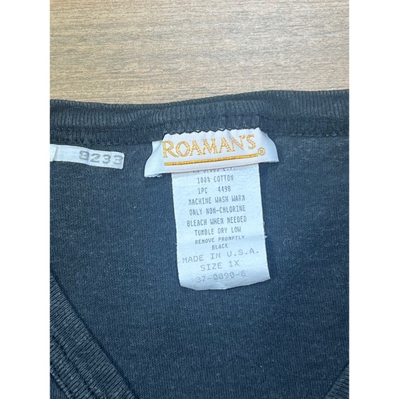 ROAMANS Black V Neck vintage single stitch Short Sleeve T Shirt Size 1X - Picture 3 of 8